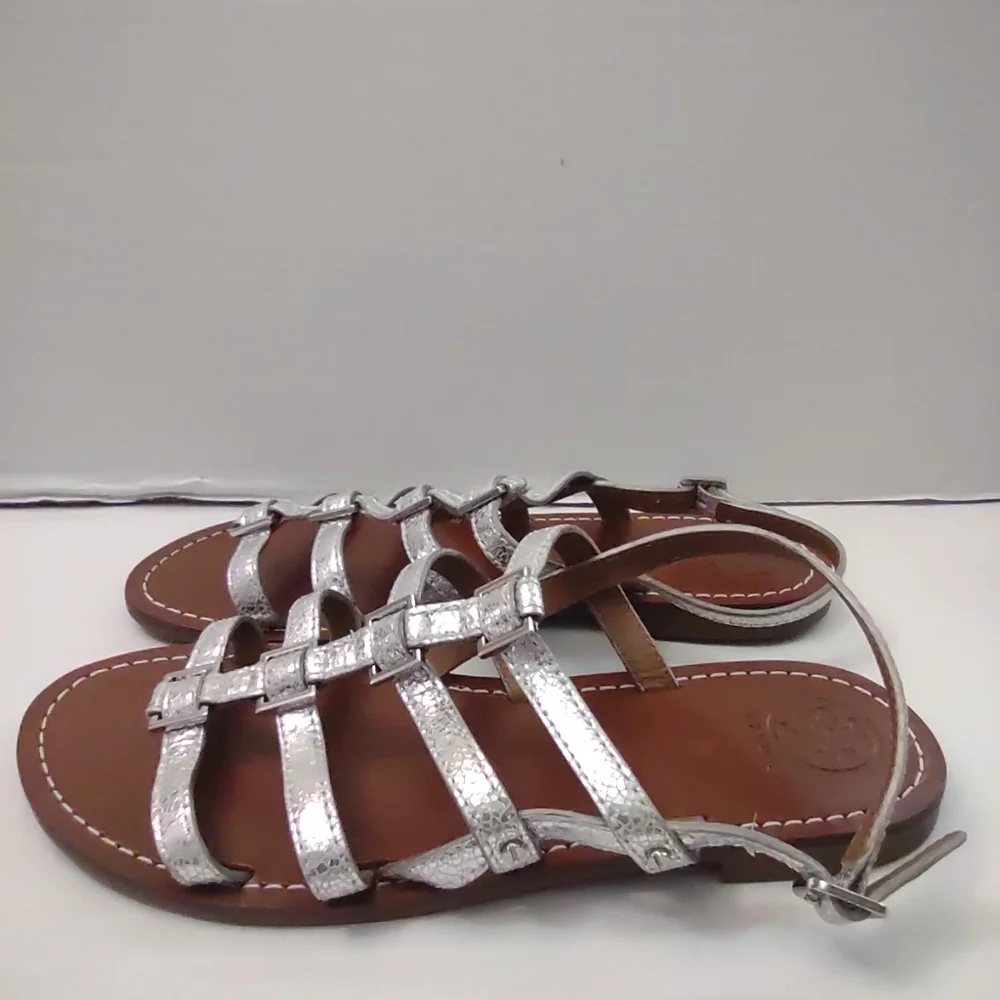 Tory Burch Reggie Metallic Silver Women's Sandals Size 9 - Picture 3 of 7